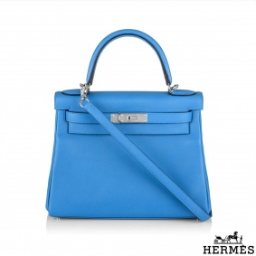 Herms Kelly II Retourne 28cm Bleu Frida Evercolour PHW Handbag